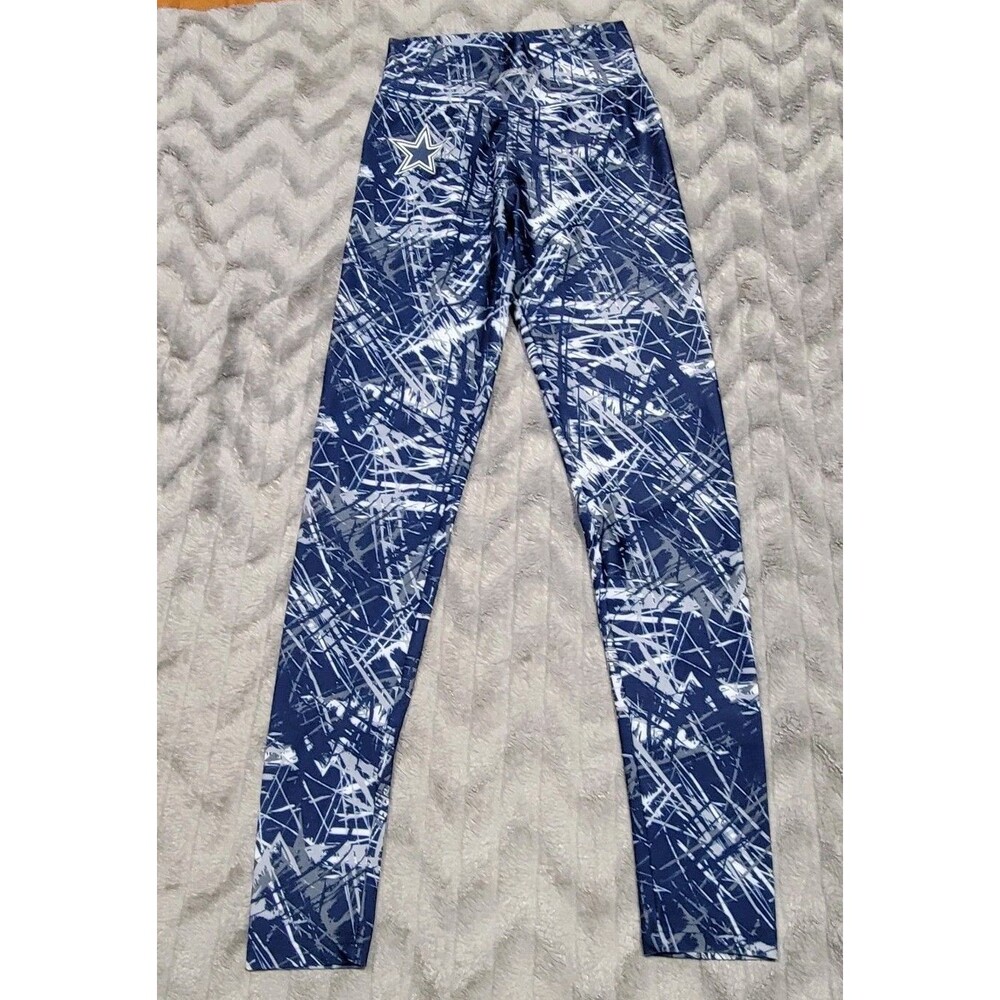 NFL Team Apparel Zubaz Womens S Blue Gray Dallas Cowboys Leggings Active Pants